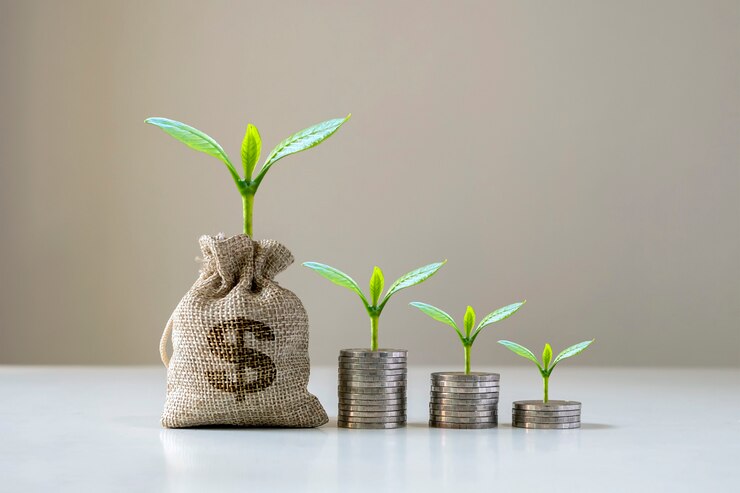 Photo trees grow and money flows out of pocket to save money. money-saving ideas