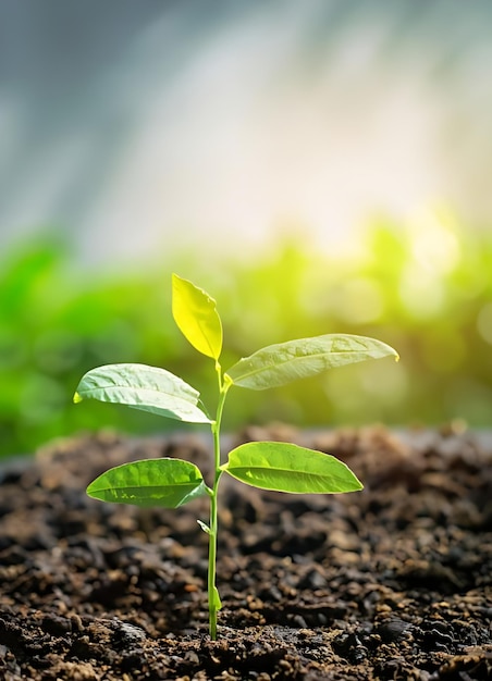 良い質の土で木が自然に育つ 樹木の植え付けの概念