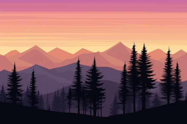 Trees and mountains background