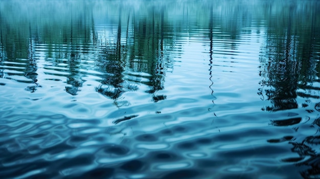 Photo trees reflection on waves of water