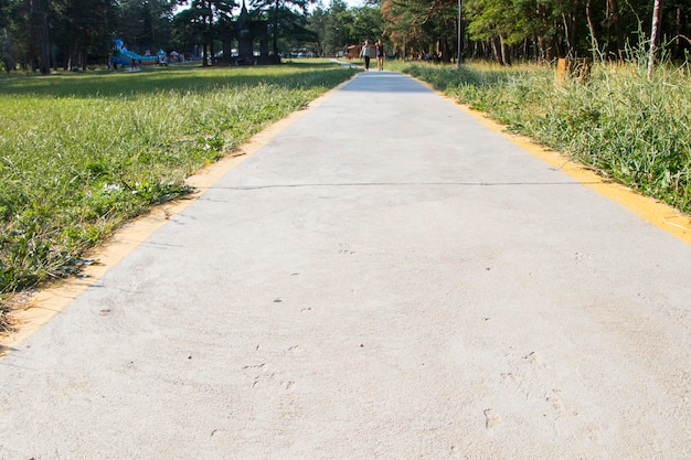 Photo trees and sidewalk in park, park in manglisi, georgia