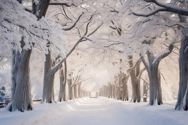 Trees Snow Covered Path