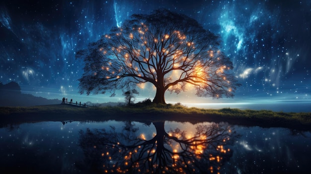 trees tickling the stars with their top branches Generative Ai