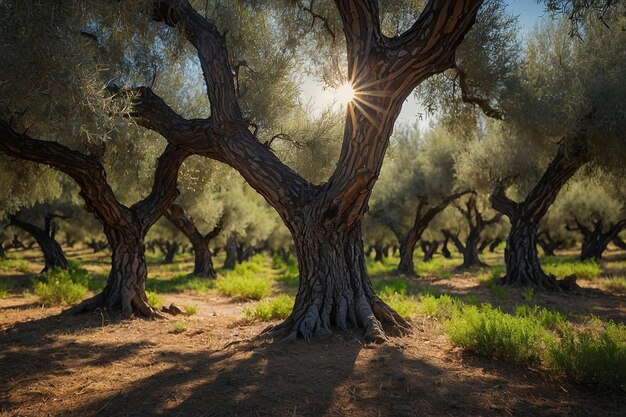 Foto alberi in un tranquillo uliveto