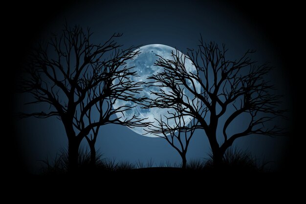 Trees with moon background