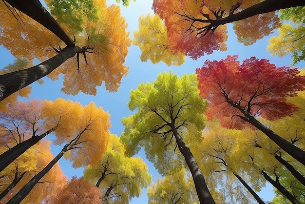 Foto alberi con foglie multicolori nel parco