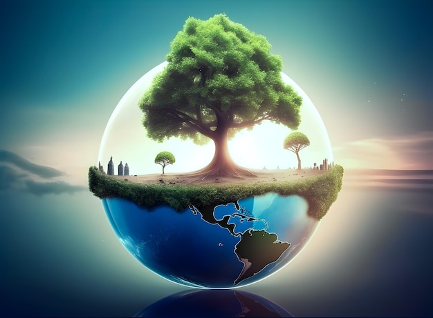 Деревья в мире Концепция дня окружающей среды день природы день земли или день дерева