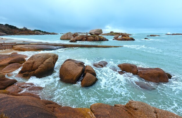 Tregastel coast spring view  (between Perros-Guirec and Pleumeur-Bodou, Brittany, France). The Pink Granite Coast