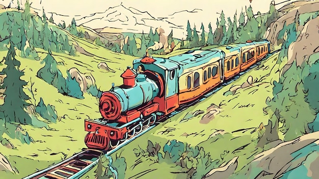 Trein Cartoon Achtergrond Erg Cool