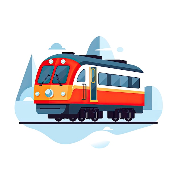 Trein geïsoleerd op witte achtergrond Vectorillustratie in platte cartoon stijl