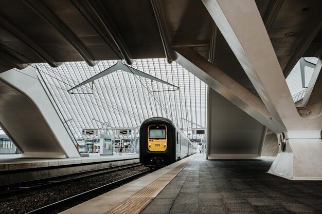 Foto trein op het perron van het treinstation