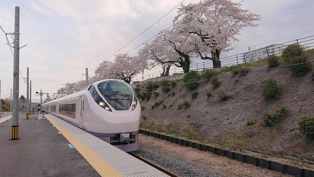 Foto trein op spoor tegen de lucht