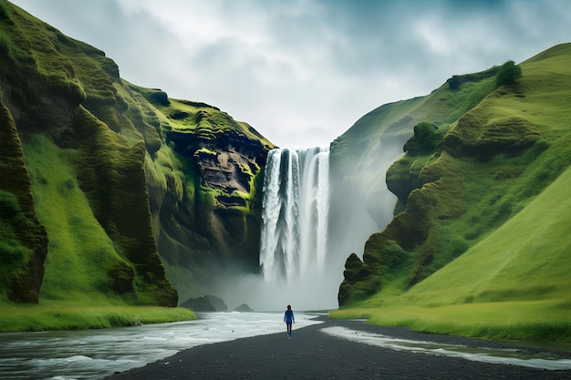 Trek to the top of Iceland's Skogafoss waterfall