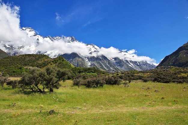 Trekking in Hooker valley, New Zealand