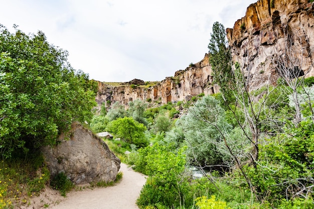 Trekking path in Ihlara Valley in Cappadocia