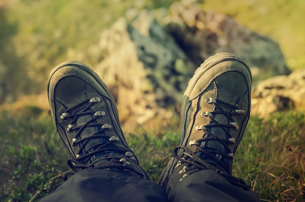 Trekkingschoenen in de bergen