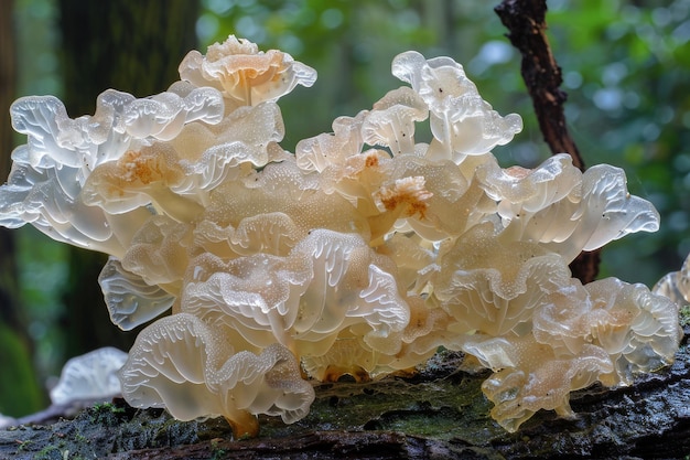 Photo tremella fuciformis chinese gelatinous fungi in nature snow fungus health and diet benefits in