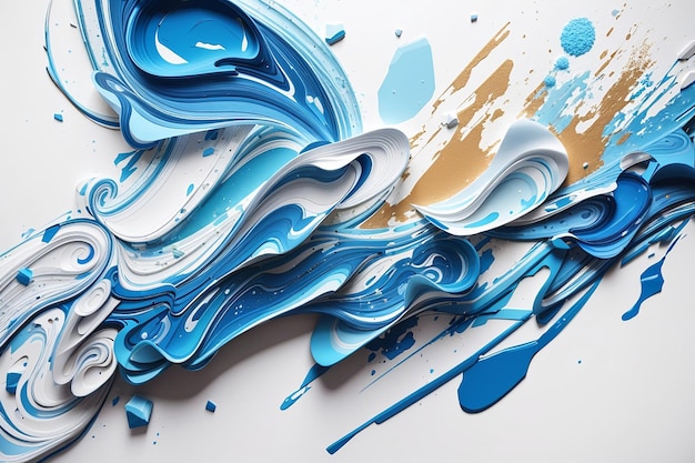 Trend abstraction of blue acrylic paint on a white background main color concept 2020