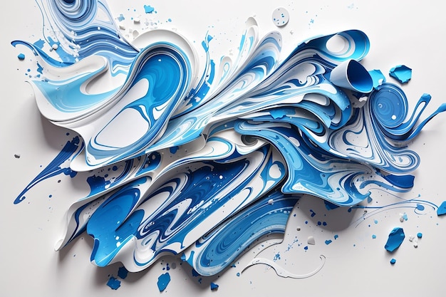 Trend abstraction of blue acrylic paint on a white background main color concept 2020