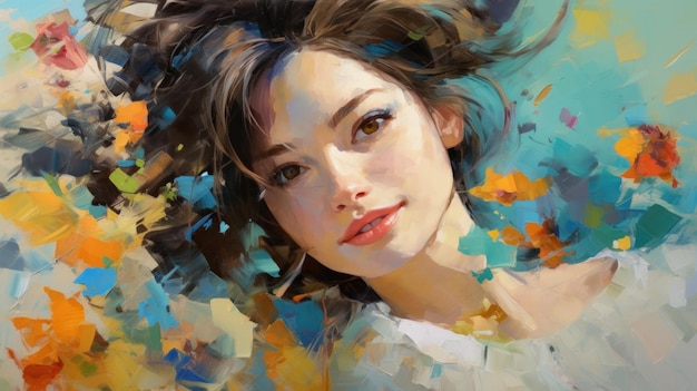 trending impressionist style oil painting Playful portrait with whimsical brushwork