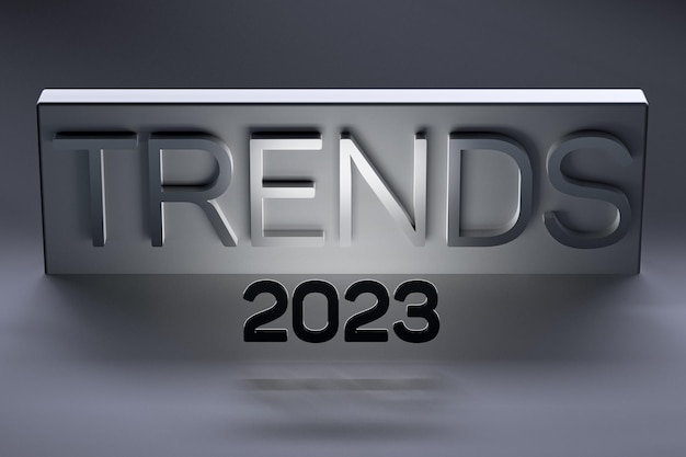 TRENDS 2023 metalen concept Trends 2023 bedrijfsconcept metalen 3D render