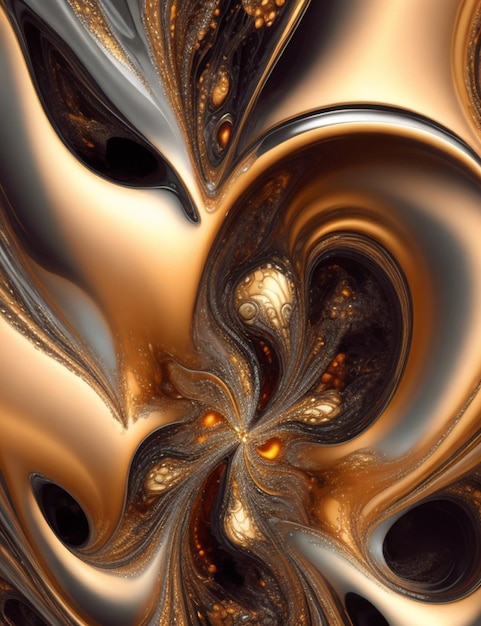 Trendy abstract reaction diffusion background glossy melted metal surreal fractal shapes