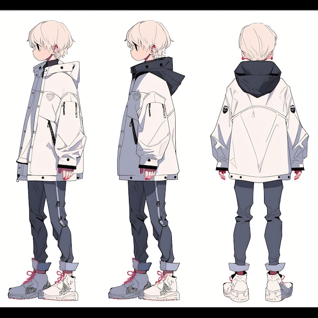 Premium AI Image | Trendy Anime Boy Character Turnaround Concept Art ...