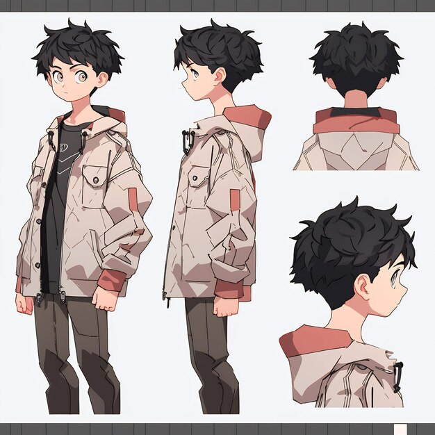 Premium AI Image  Trendy Anime Boy Character Turnaround Concept