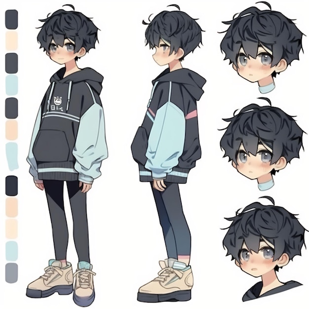 character concept art of an anime boy, cute - fine