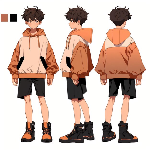 Premium AI Image  Trendy Anime Boy Character Turnaround Concept