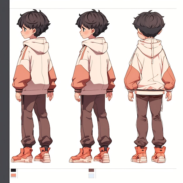 Premium AI Image  Trendy Anime Boy Character Turnaround Concept Art Sheet  Showcasing A Handsome Teen's Stylish Design