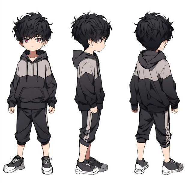 Premium AI Image  Trendy Anime Boy Character Turnaround Concept