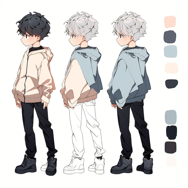 Premium AI Image | Trendy Anime Boy Character Turnaround Concept Art ...