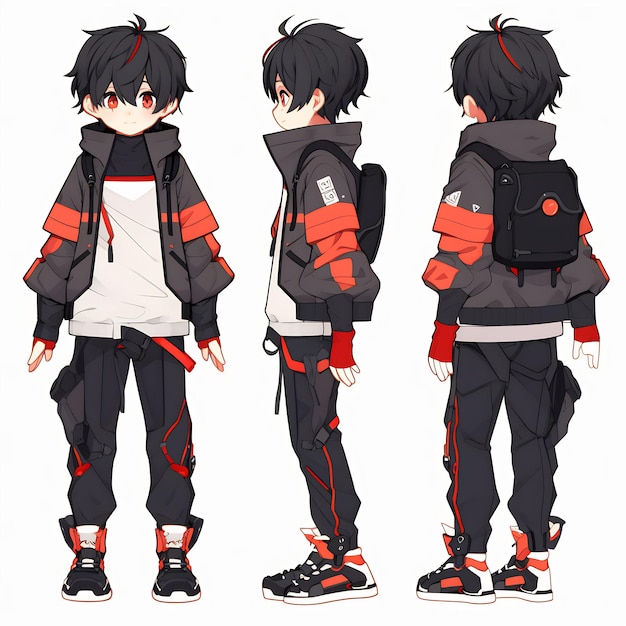 Premium AI Image | Trendy Anime Boy Character Turnaround Concept Art ...