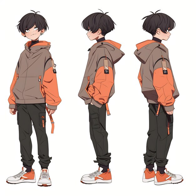 Premium AI Image | Trendy Anime Boy Character Turnaround Concept Art ...