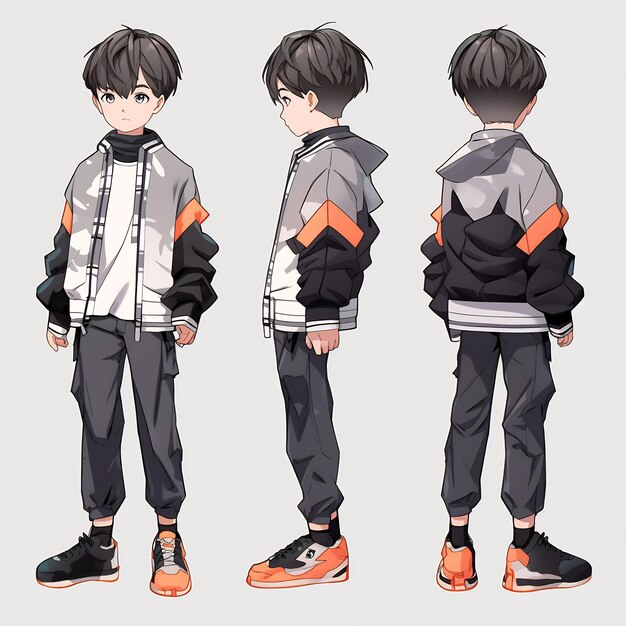 Premium AI Image  Trendy Anime Boy Character Turnaround Concept