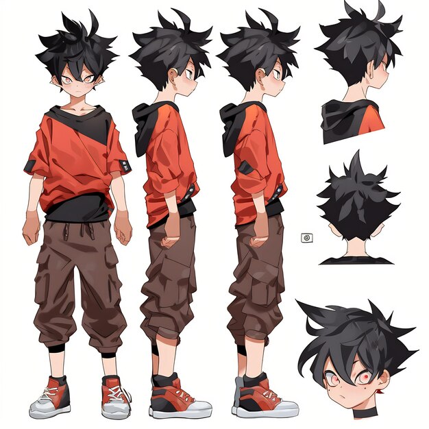 Premium AI Image  Trendy Anime Boy Character Turnaround Concept