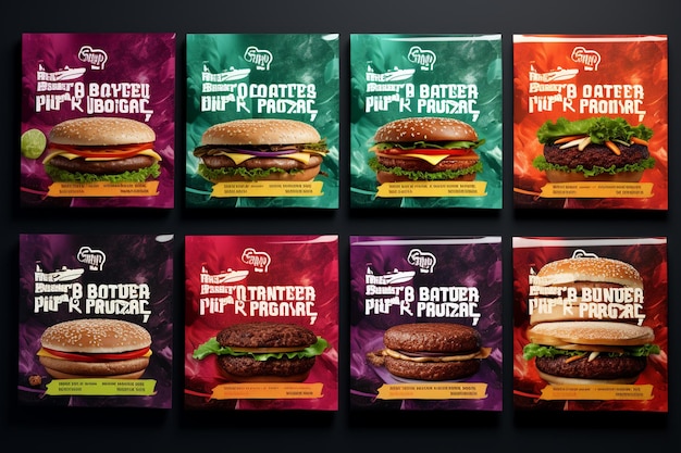 Photo trendy big burgers party invitation designs
