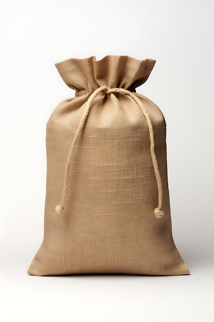 Photo trendy burlap fabric paper bag satchel shape natural hues burlap ma fashion packaging collections