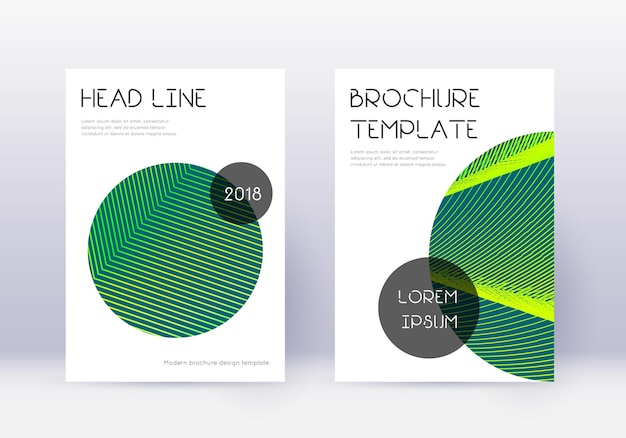 trendy cover design template set green abstract lines on dark background fresh cover design brillian