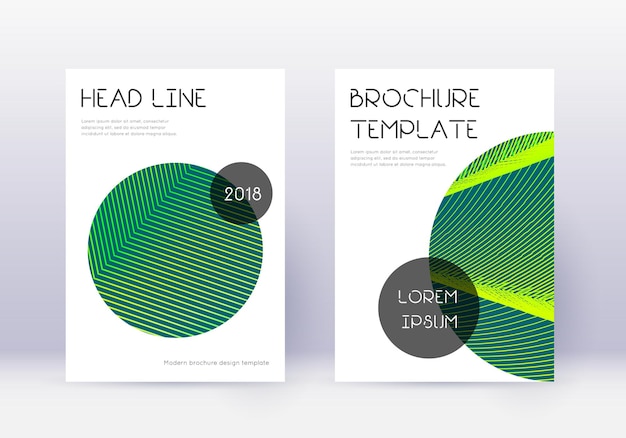 Модный шаблон дизайна обложки набор зеленых абстрактных линий на темном фоне свежий дизайн обложки блестящий