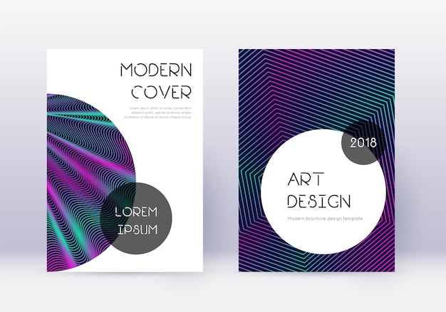 Photo trendy cover design template set neon abstract li
