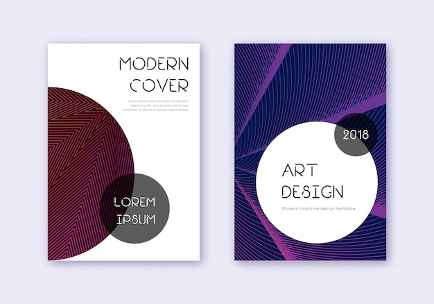 Photo trendy cover design template set violet abstract