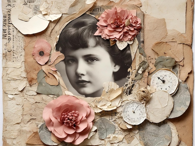 Foto trendy creatieve fotocollage met vintage effect