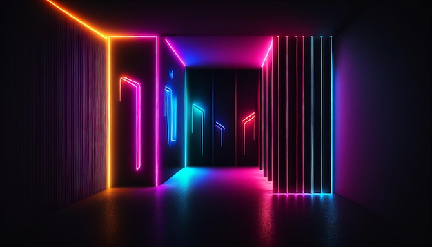 Trendy dark wallpaper background with neon lights