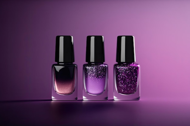 Trendy design template with nail polish glass bottles Illustration AI Generative