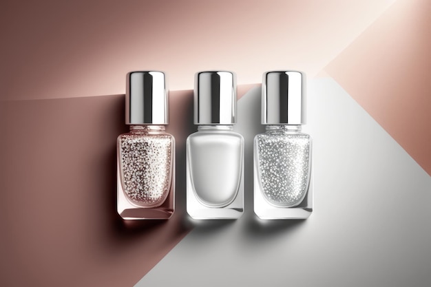 Trendy design template with nail polish glass bottles Illustration AI Generative