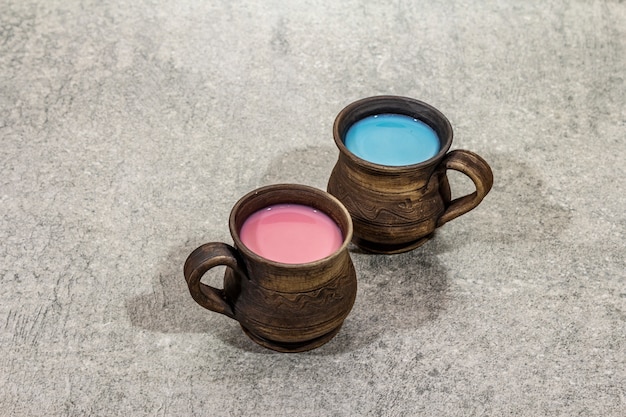 Trendy drink blue and pink latte