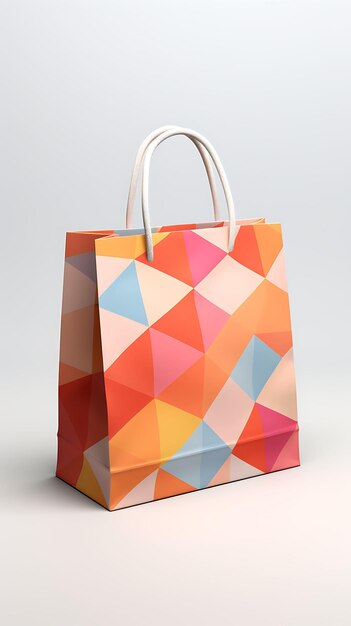 Foto trendy geometric printed paper bag pentagonal shape geometric color fashion verpakkingscollecties