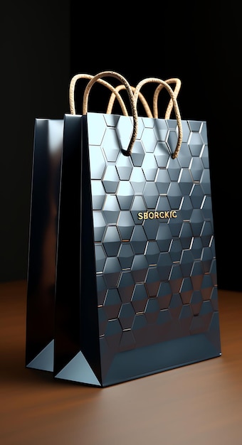 Trendy Metallic Foil Paper Bag Hexagonal Shape Metallic Foil Color Fashion packaging collections